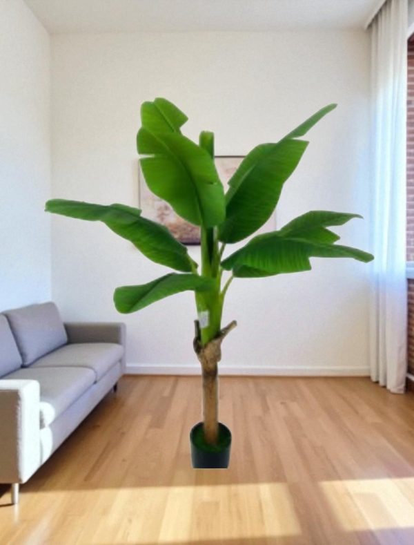 4FT Artificial Banana Tree – Realistic Fake Banana Plant with Large Leaves – Indoor/Outdoor Decor (Green)