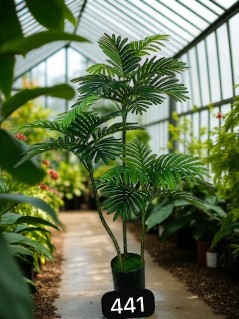 3.5FT Artificial Palm Plant – Realistic 3-Stem Fake Tropical Tree – Indoor/Outdoor Home & Office Decor