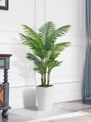 5FT Artificial Areca Palm Plant – Realistic 10-Stem Fake Palm Tree – Indoor Tropical Home & Office Decor