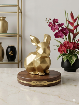 The Golden Prism Bunny – Artisan Geometric Sculpture