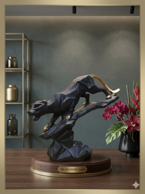 The Stealth Prowler – Geometric Obsidian & Gold Panther Masterpiece