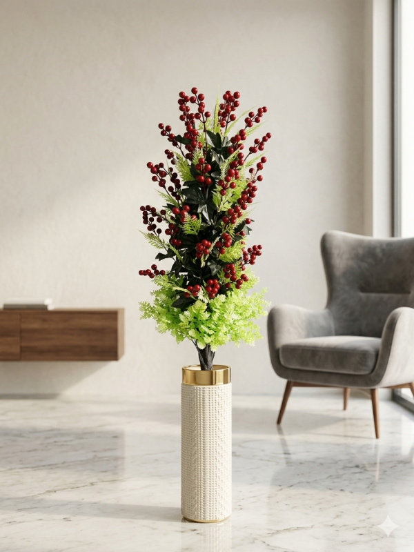 Premium Artificial Monstera Deliciosa – Lifelike Faux Swiss Cheese Plant in Textured Stone Planter – Modern Luxury Home & Office Decor