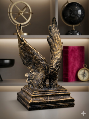 The Soaring Spirit – Antique Bronze & Gilded Eagle Wings Sculpture