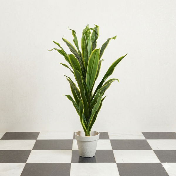 4.5ft Premium Artificial Fan Palm Tree in Textured White Pot – Maintenance-Free Indoor Tropical Decor