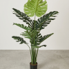 130cm Artificial Monstera Plant with Pot - Two-Tone Green Faux Swiss Cheese Plant