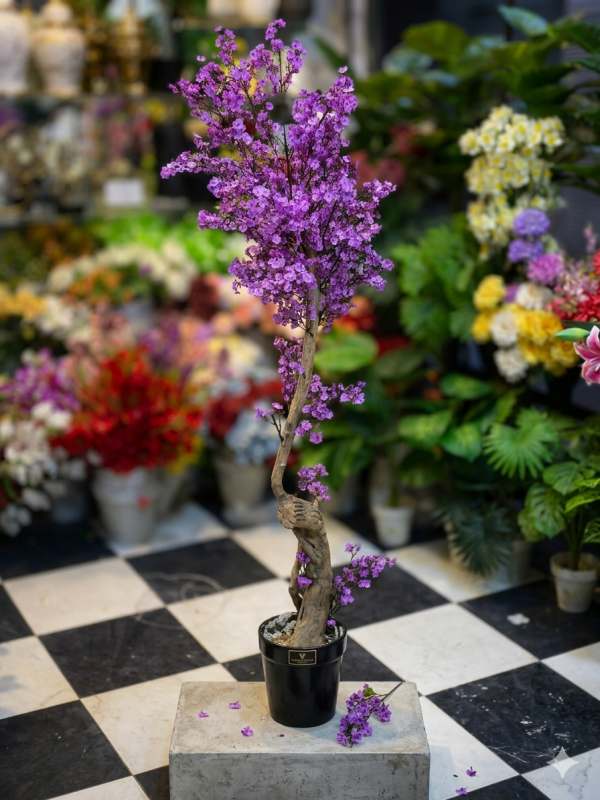 Gemini_Generated_Image_kojishkojishkoji 6ft Artificial Violet Cherry Blossom Tree with plantic Trunk