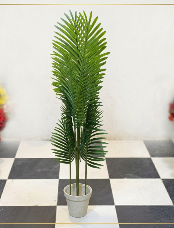 Minimalist 150cm Artificial Multi-Stem Palm Tree in White Pot - Modern Home & Office Decor