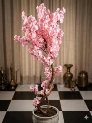 Gemini_Generated_Image_q3kijjq3kijjq3ki Luxury pink flower & Evergreen Silk Arrangement – Artificial Floral Textured Floor Vase