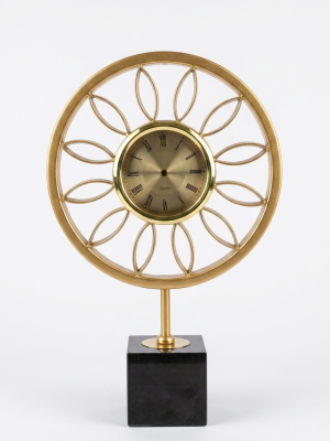 Gemini_Generated_Image_upp543upp543upp5 Premium Gold Floral Geometric Desk Clock – Modern Metal Art Timepiece with Solid Black Marble Base