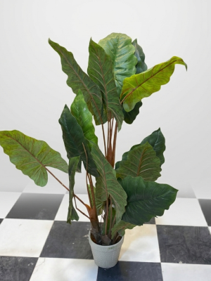 Realistic Tall Artificial Elephant Ear Floor Plant – Premium Large-Leaf Faux Foliage for Modern Home & Office Decor