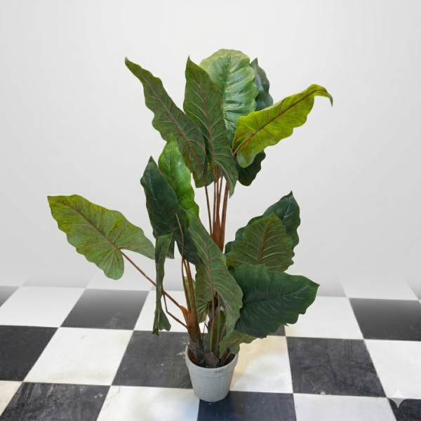 Realistic Tall Artificial Elephant Ear Floor Plant – Premium Large-Leaf Faux Foliage for Modern Home & Office Decor