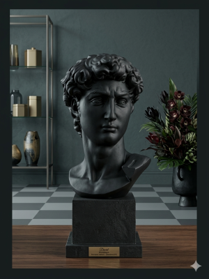 Michelangelo's David – Premium Matte Black Luxury Bust Sculpture