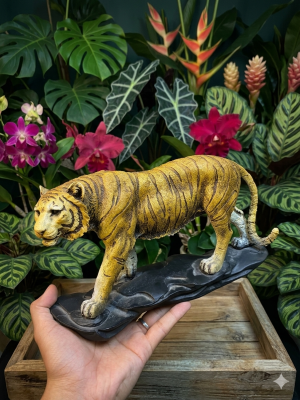 Majestic Golden Tiger Figurine on Slate Base