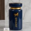 Luxury Navy Blue Ceramic Decorative Jar with Gold Accent – Elegant Home Décor Piece