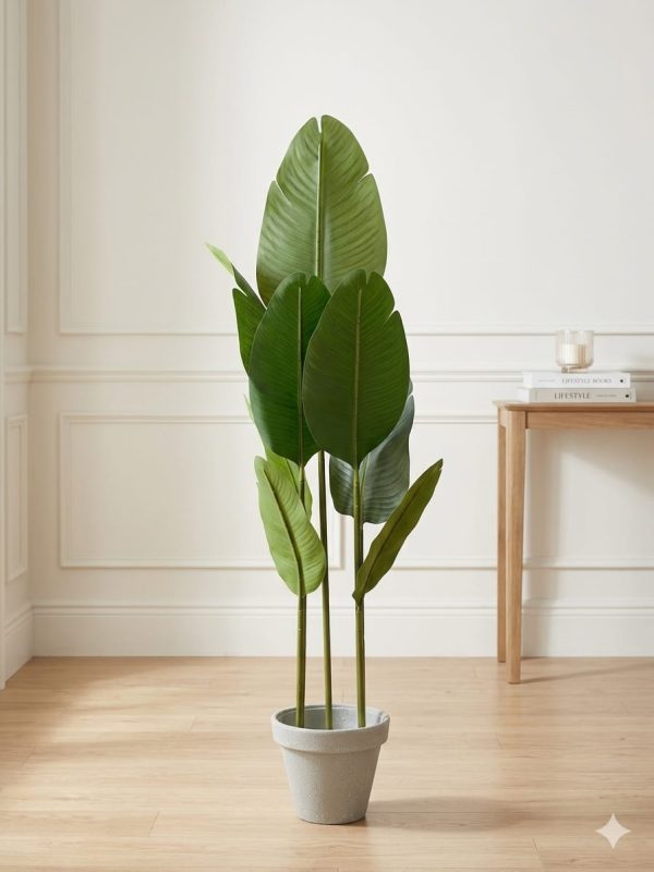 Artificial Bird of Paradise Plant with Pot – Large Indoor Decorative Plant for Home & Office Décor