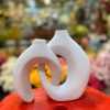 The Eternal Bond – Intertwined Ceramic Duo Vase in Sandstone White