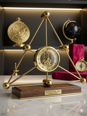 The Celestial Chronos – Brass Skeletal Geometric Table Clock